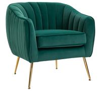 Velvet-Look Shell Shaped Chair w/ Gold Tone Legs Adjustable Feet Padding