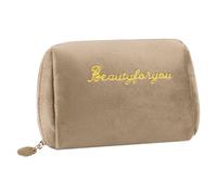 Velvet Makeup Bag, Travel Pouch for Women with Zipped, Portability Small Velvet Bags, Flannel Sanitary Napkin Storage Bag, Short Trips and Outdoor Activities Gifts for Mums or Girls (Apricot),