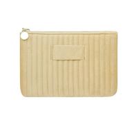 Velvet Makeup Bag Travel Toiletry Pouch Large Capacity Cosmetic Organizer Striped(Yellow)