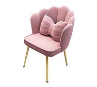 Velvet Makeup Vanity Stool Elegant Office Chair with Armrests Comfortable Upholstered Dining Room Chair Stylish Living Room Accent Seat Metal Legs Perfect for Bedroom/Workspace