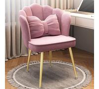 Velvet Makeup Vanity Stool with Backrest and Soft Cushion, Mid Century Petal Design Office Chair for Comfortable and Stylish Bedroom Seating