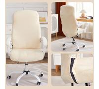 Velvet Office Chair Cover ，Solid Color Spandex Slipcover Protective,Removable Stretchable Universal Desk Chair Covers Rotating Chair Cover(Size:Small,Color:Mi Bai)