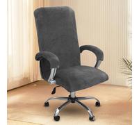 Velvet Office Chair Cover with Armrests - Washable Stretch Chair Covers, Removable for Office Chair Covers Cover, High Back Office Chair Seat Cover for Gaming Chair, Computer Chair, Swivel Chair (Grey