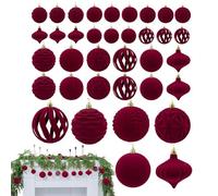 Velvet Ornament Balls - Flocked 36 Piece Decorations,Shatterproof Velvet Christmas Ornaments | for Mantle Fireplace Wreath Holiday Wedding Party