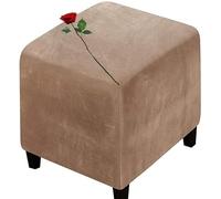 Velvet Ottoman Cover Square Small 40x40/45x45/50x50cm Cube Storage Ottoman Slipcover Footrest Foot Stool Cover Jacquard Footstool Slipcovers Home Furniture Protector ( Color : A11 , Size : 18x18 in )