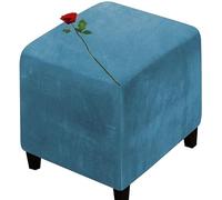 Velvet Ottoman Cover Square Small 40x40/45x45/50x50cm Cube Storage Ottoman Slipcover Footrest Foot Stool Cover Jacquard Footstool Slipcovers Home Furniture Protector ( Color : A9 , Size : 16x16 in )