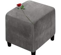 Velvet Ottoman Cover Square Small 40x40/45x45/50x50cm Cube Storage Ottoman Slipcover Footrest Foot Stool Cover Jacquard Footstool Slipcovers Home Furniture Protector ( Color : A3 , Size : 16x16 in )