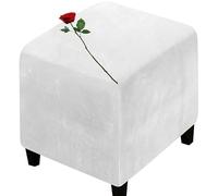 Velvet Ottoman Cover Square Small 40x40/45x45/50x50cm Cube Storage Ottoman Slipcover Footrest Foot Stool Cover Jacquard Footstool Slipcovers Home Furniture Protector ( Color : A6 , Size : 14x14 in )