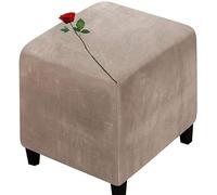 Velvet Ottoman Cover Square Small 40x40/45x45/50x50cm Cube Storage Ottoman Slipcover Footrest Foot Stool Cover Jacquard Footstool Slipcovers Home Furniture Protector ( Color : A10 , Size : 14x14 in )