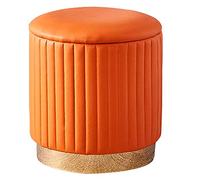 Velvet Ottoman Footstool Storage Stool with Lid Blue 40x43cm Upholstered for Living Room Bedroom Vintage Design for Dressing Table and Shoe Chan,Orange-stripes-40x43cm