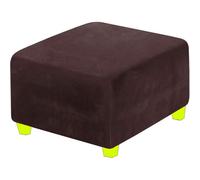 Velvet Ottoman Seat Cover 36 x 36 42 x 42 24 x 24 20 x 20 34 x 34 40 x 40 18 x 18 37 x 37 Inch, Square / Rectangle Footstool Slipcover with Elastic Bottom, Footrest Protector for Sofastool(Chocolate,S