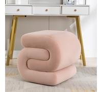 Velvet Ottoman Storage Pouffe Under Desk, S-Shape Wavy Foot Stool, Upholstered Extra Seating, No Assembly Required, 50×46×46 cm, Pink Aosom UK