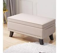 Velvet Ottoman with Storage,Rectangular Extra Long Storage Bench Foot Stool,End of Bed Bench Upholstered Sofa Footrest Ottoman for Bedroom,Cloakroom (Color : Beige, Size : 80x45cm)