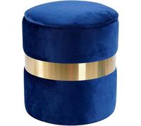 Velvet Ottoman with Storage, Round Plush Vanity Stool Chair - Upholstered Footrest Stool for Living Room or Dressing Room