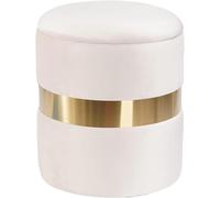 Velvet Ottoman with Storage, Round Plush Vanity Stool Chair - Upholstered Footrest Stool for Living Room or Dressing Room