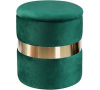 Velvet Ottoman with Storage, Round Plush Vanity Stool Chair - Upholstered Footrest Stool for Living Room or Dressing Room