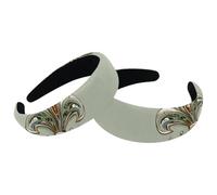 Velvet Padded Head Bands, Retro Iris Ethnic Pattern Sage Green Vintage Thick Hair Band, Non Slip Wide Hair Band Hoops, Hair Accessories for Women, Set of 2