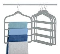 Velvet Pants Clothes Hanger Space Saving Non Slip Pants Shorts Hanger, Myfolrena Jeans Slack Trousers Hangers Multiple Velvet Hanger Closet Storage and Organization for Jeans,Scarf,Tie(Grey, 5)
