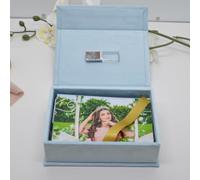 Velvet Photo and USB Keepsake Box, Customizable Flash Drive Storage Case for Photographer Client Gifts (A4 inch)