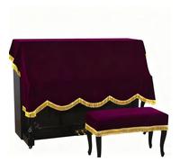 Velvet Piano Keyboard Cover, Universal Dust Protector for Upright Piano, Digital Keyboard, Organ/Electric Piano - Soft Fitted Dust Cover(Purple,Single piano bench 60 * 40cm)