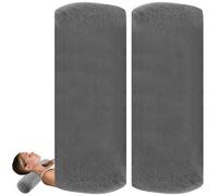 Velvet Pillow Covers for Neck Support - 2-Pack Zippered Cases for Round Cylindrical or Roll Cushions (2 20x100cm/8x39in) - Soft Stylish