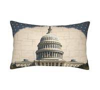 Velvet Pillowcases 16"x24" Ultra Soft Breathable Pillow Cases, Luxury Fuzzy Throw Pillow Covers with Zipper, United States Capitol Pillow Shams Decorative Cushion Cases for Couch