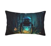 Velvet Pillowcases 16"x24" Ultra Soft Breathable Pillow Cases, Luxury Fuzzy Throw Pillow Covers with Zipper, Fireflies and Lantern Pillow Shams Decorative Cushion Cases for Couch