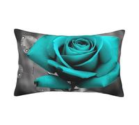 Velvet Pillowcases 16"x24" Ultra Soft Breathable Pillow Cases, Luxury Fuzzy Throw Pillow Covers with Zipper, Teal Grey Rose Pillow Shams Decorative Cushion Cases for Couch