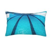 Velvet Pillowcases 20"x30" Ultra Soft Breathable Pillow Cases, Luxury Fuzzy Throw Pillow Covers with Zipper, Blue Swimming Pool Pillow Shams Decorative Cushion Cases for Couch
