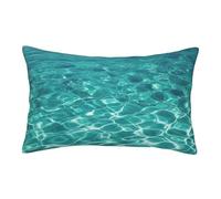 Velvet Pillowcases 20"x30" Ultra Soft Breathable Pillow Cases, Luxury Fuzzy Throw Pillow Covers with Zipper, Blue Aqua Pool Water Pillow Shams Decorative Cushion Cases for Couch
