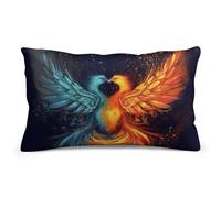 Velvet Pillowcases Standard Size 8"x12", Ultra Soft Breathable Pillow Cases for Bed, Luxury Cozy Fuzzy Pillow Shams, Lumbar Pillow Cover, Fire and Water Phoenix Cushion Case Home Decor