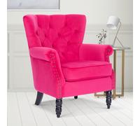 Velvet Pink Liana Accent Wingback Chair