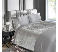 Luxury Crushed Velvet Panel King Duvet Cover Set
