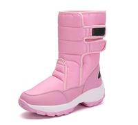 Velvet Plus Cotton Thickened Snow Boots Women Border Large Size Round Toe Middle Help Keep Warm Thick Bottom Cotton Shoes Women Wide Fit Ankle Boots for Women (Pink, 4)