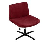Velvet Plush Armless Chair Covers Criss Cross Chair Covers Stretch Wide Office Desk Chair Slipcovers Modern Mid Back Accent Chair Cover Swivel Vanity Chair Slipcovers(Color:Wine Red)