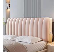 Velvet Plush Bed Headboard Slipcover Super Soft Short Upholstered Backrest Cover for Double/Single Beds (Color: Pink, Size: 120cm)
