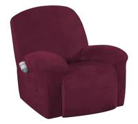 Velvet Plush Couch Cover for Recliner Couch Stretch Sofa Slipcover Featuring Plush Soft & Comfortable Fabric, Slip Resistant, Form Fit Stretch Furniture Protector (Recliner, Burgundy)