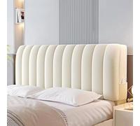 Velvet Plush Headboard Slipcover - Super Soft Short Plush Upholstered Backrest Cover for Double Single Bed - Dustproof Protector for Bedroom Décor (Color: Beige, Size: 120cm)