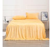 Velvet Plush Sheets Set Full Size, Micro Fleece Extra Soft Cozy Sheet and Pillowcase Set,Ultra Plush and Warmth Deluxe Bed Sheets with Deep Pockets (Full Yellow 4 Piece)