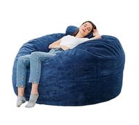 Velvet Pouf Large Lounge Chair for Adults Unfilled Ottoman Cozy Living Room Decor Dark Blue Ribbed Cushion 190x76cm Indoor Furniture