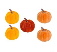 Velvet Pumpkin Decor Set 5pcs 7cm Autumn Table Mantel Centerpiece(5-5)