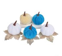 Velvet Pumpkin Decor Set 5pcs 7cm Autumn Table Mantel Centerpiece(6-5)