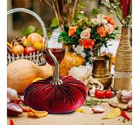 Velvet Pumpkin Handmade Stuffed Soft Desktop Ornament Decorative Home Autumn Thanksgiving (Red, One Size)