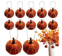 Velvet Pumpkin Ornament 12 Pieces Velvet Flocked Miniature Fall | Autumn Harvest Pumpkin Tree Decorations for Farmhouse, Home, Classroom, Office, Porch, Mantel, Table, Party