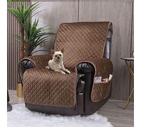 Velvet Recliner Covers Non Slip Waterproof Large Recliner Chair Covers for Leather Chairs Reversible Recliner Sofa Cover for Living Room Recliner Furniture Protectors Covers for Dog Pets Brown 23"