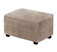Velvet Rectangular Ottoman Cover, Stretch Square Footstool Cover Foldable Soft Ottoman Cover Non-Slip Washable Sofa Protector for Living Room(Marrone,Grande)