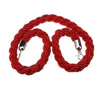 Velvet Red Crowd Control Barrier with Hooks 150cm (4.9ft) Twisted Safety Rope Event Queue Dividers for Venues Ports & Banks - Stanchion Posts
