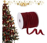 Velvet Ribbon - 10mm Nylon Flocking Trim 50 Yards | Christmas Wrapping Accessory | Decorative Strip for Jewelry Crafts, Gift Packaging, Sewing, DIY, Dec