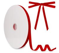 Velvet Ribbon 3/8 Inch x 30 Yards LVYOUIF Single Side Flocked Christmas Ribbon Roll for Gift Wrapping, Bouquets, Tree Bows, Holiday & Party Decoration Red -45
