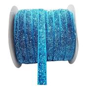 Velvet Ribbon 50 Yards 48colors Sparkle Glitter Metallic Headband Clips Bow Wedding Decoration Party Decor DIY 3/8" Width 10mm(Color 13)